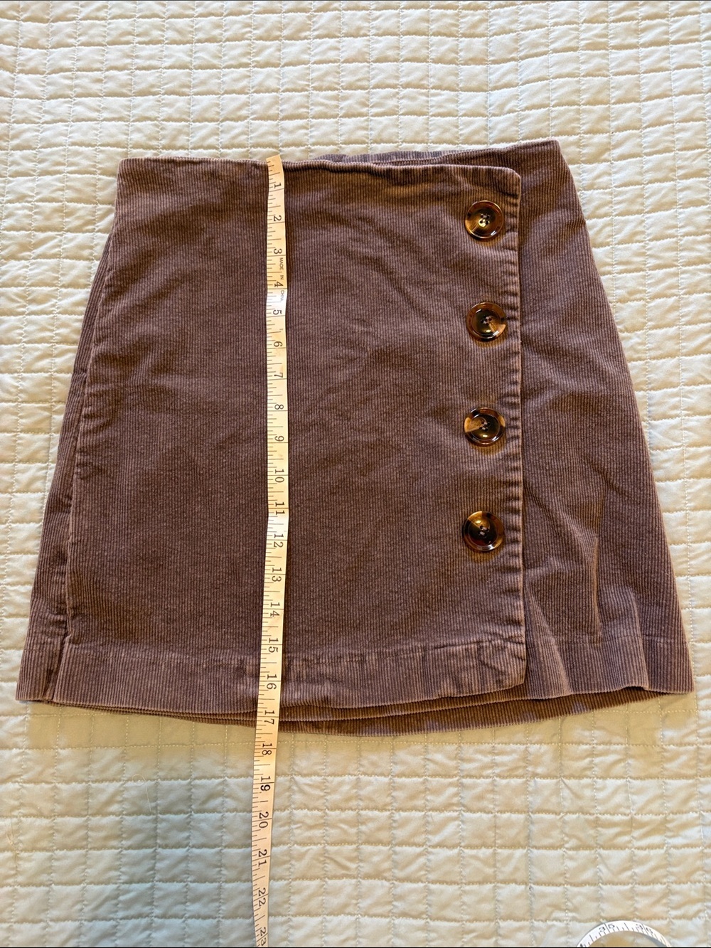 Altar'd State Mauve Corduroy Button-Front Mini Skirt - Picture 4 of 5